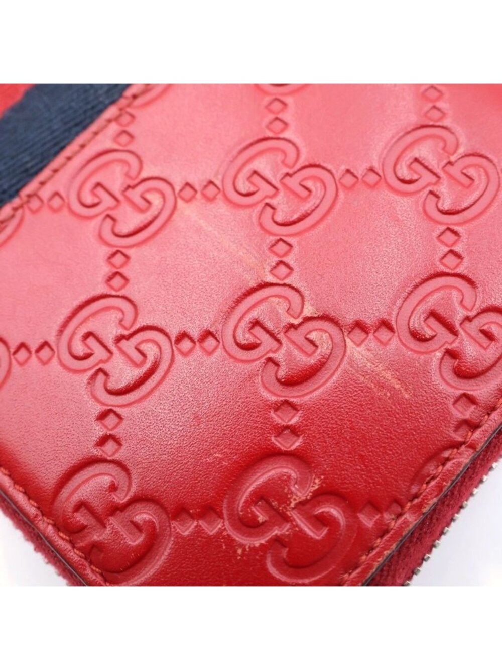 Gucci GG Pattern Round Zip Wallet Red - Picture 5 of 6